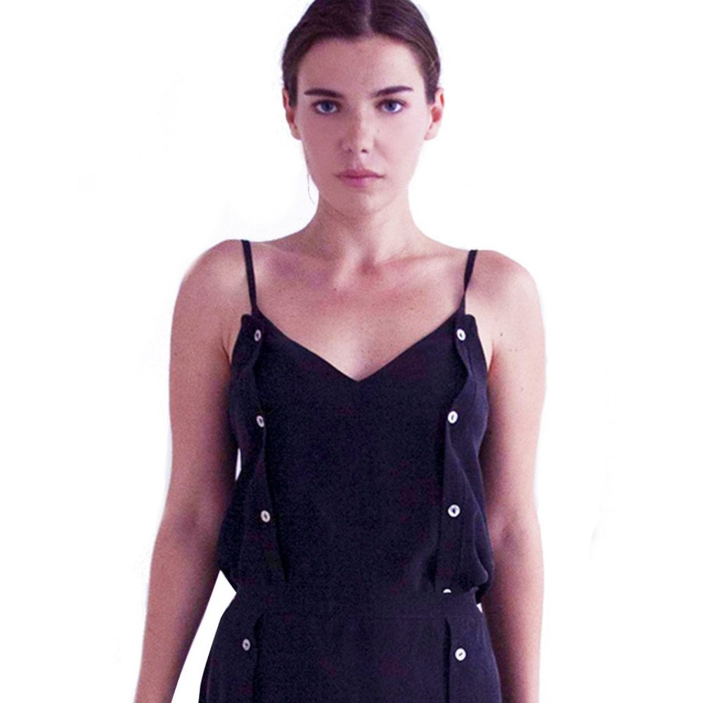 Merritt Charles Black Sleeveless Silk Blouse